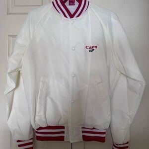 CANOVISION 8 Bomber NWT Lined VINTAGE Jacket White Satin Polyester USA Mens M